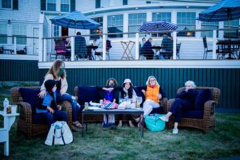 Movie watchers at Newagen Seaside Inn. Erin Stodder photo