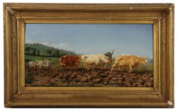 Oil sketch “Oxen Ploughing in Nevers” by Rosa Bonheur, that was estimated at $1,500-2,000, finished at $27,000. Courtesy of Carol Achterhof Rosa Bonheur