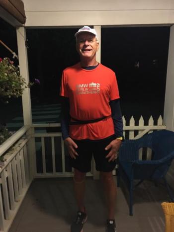 On my front porch at 1 a.m. after the virtual marathon. Courtesy photo