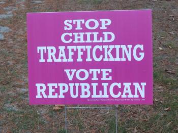 Richard McLellan of Westport Island bought 50 of these political signs, but only four remain. Two at the Lincoln County Courthouse were recently removed by an unknown person. BILL PEARSON/Boothbay Register