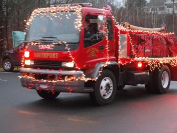 This Southport fire truck was one of seven competing in the Lighted Fire Truck Parade in Boothbay and Boothbay Harbor Nov. 28. BILL PEARSON/Boothbay Register