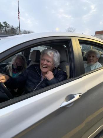 Judy Paine, Ramona Gaudette and Eleanor Peaslee enjoy watching the parade. Jennie Mitchell photo