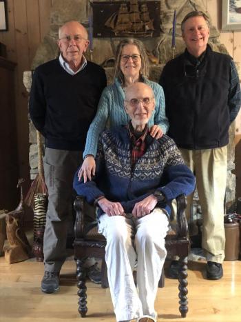 Otto and Fran Walter Foundation board members are smiling at the thought of a Peace Center training peacemakers in the most conflict-ridden place on earth: The Middle East. Seated is past president Frank Helman; standing left to right are the Rev. Kenneth Bradsell, Martha Peak Helman and Carl Griffin III. Courtesy photo