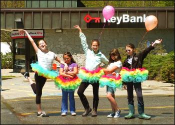 The KeyBank in Camden has been a tireless supporter of car washes over the past decades as various community groups have raised funds with the generosity of the bank allowing them to use their water and parking space. In this photo from years past, Dancers from the Rockport Dance Conservatory pose in their Tutus they wore to wash cars on Saturday at Key Bank. (Photo by Chris Wolf)