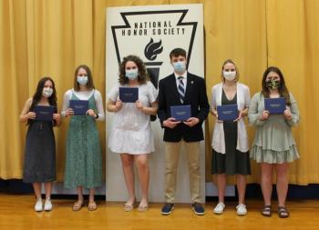 The six new members of the BRHS National Honor Society hold their certificates following the induction ceremony Wednesday, March 31. From left are Emerson Harris, Grace Campbell, Jaelyn Crocker, Lucas Hardwick, Emily Echols and Della Hahn. Paulette Carter photo