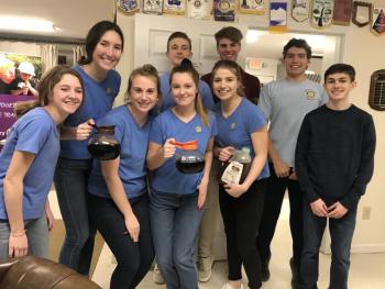 Rotary Interact Club members at the 2020 Rotary Club's annual Valentine's Day party. From left in back: Glory Blethen, Ryan Russell, Class of 2021 Salutatorian Nathan Chatterton, Graham Harris; front: Marissa Peters, Class of 2021 Valedictorian Kylie Brown, Class of 2020 Valedictorian Hali Goodwin, Leni Elder and Ryan Clark. File photo