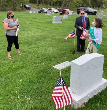 Flag placement at Evergreen Cemetery. Christopher Armstead photo