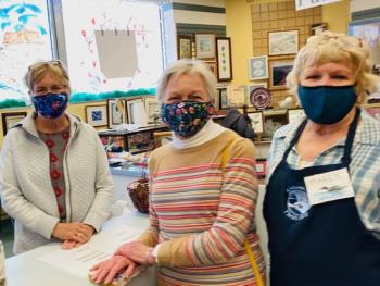 Thrift Shop cashier Jane Mulholland, left, and volunteers Sue Hochstein and Maren Fischerare on the job at our Thrift Shop which is located at the Meadow Mall (across from Hannaford). The public is always welcome to check out the wide variety of clothing and merchandise at the shop. New volunteers are also welcome. Courtesy photo