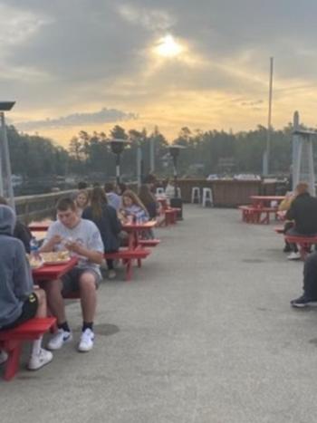 BRHS Class of 2021 enjoys the Senior Sunrise Breakfast at Robinson’s Wharf. Courtesy photo