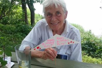 Polly Steadman celebrating her birthday at Savory Maine in July of 2020. Courtesy of Grace Goldberg Polly Steadman
