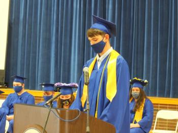 President Ben Pearce welcomes everyone to Class Day. BILL PEARSON/Boothbay Register