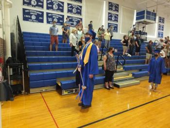 President Ben Pearce leads the march out of Class Day. BILL PEARSON/Boothbay Register