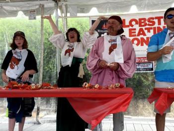 The excitement is contagious at the 59th Windjammer Days Festival’s annual lobster-eating contest. ISABELLE CURTIS//Boothbay Register