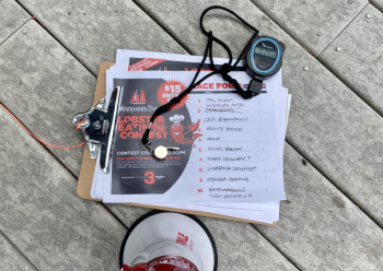Emcee Jack Herger’s official contest equipment. ISABELLE CURTIS//Boothbay Register