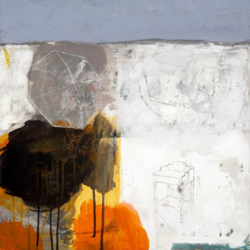 “The Black Umbrella” a mixed media by Buzz Masters on display at Maine Art Gallery. Courtesy of the venue Buzz Masters