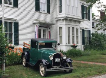 Tom Frield’s eye-catching Model A outside Boothbay Region Historical Society. Not part of the WJD exhibit, but mighty pretty! LISA KRISTOFF/Boothbay Register