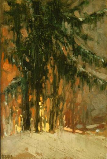 Crista Pisano’s “Winter Midnight Magic” - a 6” x 4” oil. Courtesy of Sylvan Gallery of Wiscasset. Courtesy of the venue Crista Pisano