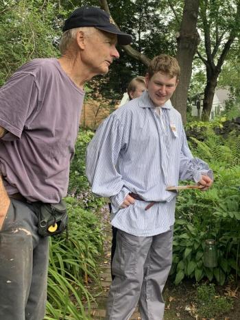 David Pope and WMHS senior Russell Webster help at Schoonerfest. SUSAN JOHNS/Wiscasset Newspaper