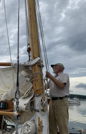 Alna’s Fred Bowers with his vessel Sycamore. SUSAN JOHNS/Wiscasset Newspaper
