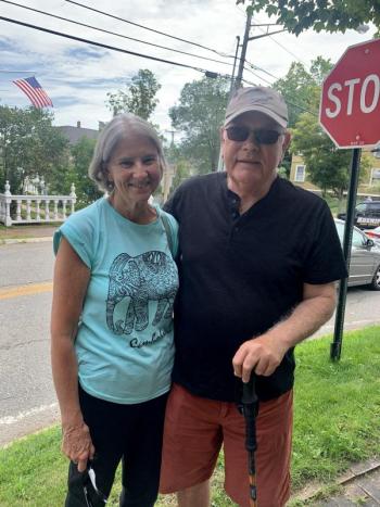 Wiscasset’s Margaret and Bruce Scally check out Schoonerfest. SUSAN JOHNS/Wiscasset Newspaper