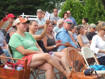 Auction bids were made using cards to identify prospective buyers with an item during the Aug. 21 Southport Firemen’s Auction. BILL PEARSON/Boothbay Register