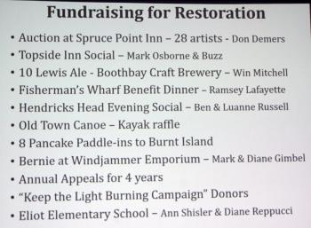 Fundraisers held over four years for the restoration of Burnt Island.
