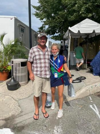 Sadie Yentsch poses with her father Colin Yentsch during the 2021 U.S. Open tennis tournament in New York City. Courtesy photo