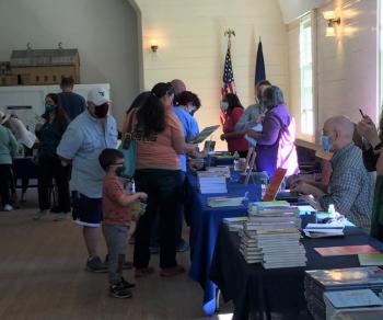A moment at Books In Boothbay in the Town Hall at Boothay Railway Village Museum. LISA KRISTOFF/Boothbay Register