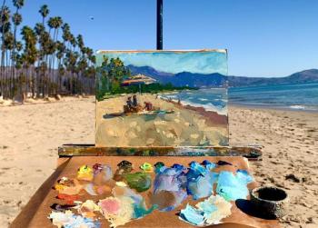 Beach in Santa Barbara painted plein air in early January by Brad Betts. Courtesy of the artist Brad Betts