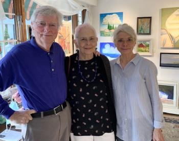 David and Karen Estey drop by Joy to the Wind. Here they are with Lynne Seitzer. Courtesy of the gallery