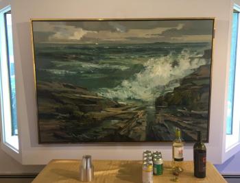 A Roger Dale Brown painting draws attention to the refreshment table, albeit briefly ... it’s a beauty!