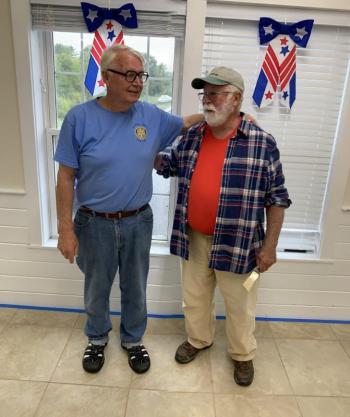 Shawn Lewin and Ed Horton were among Rebuilding Together volunteers. BILL PEARSON/Boothbay Register