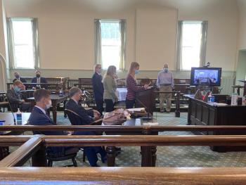 Alison McKellar, sister of Kristen, addresses the court. JOSEPH CHARPENTIER/Boothbay Register