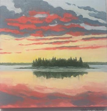 John G. Butke’s oil painting “Ram Island Dusk” was among his works submitted for Art in the Square 2020. File photo John G. Butke