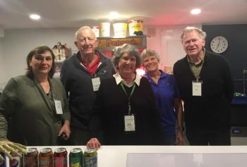 Your friends of the Harbor Theater, from left: new theater manager Vikki Bell, Board President Ham Meserve, board member Helen Meserve, Program Manager Lisa Perry and concessions worker Joe St. George Oct. 2. The theater reopened for the first time in 18 months Oct. 1. LISA KRISTOFF/Boothbay Register
