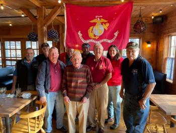 Attending the Marine Corps ceremony were, from left, John Webster, Phil Chapman, Jeff Endicott, Sonny Webb, Barclay Shepard, Nick Upham, Jim Singer, Robin Ford and Daren Graves. Jen Mitchell photo