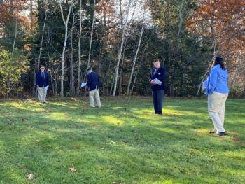 Officers get ready for the flag disposal procession. JOSEPH CHARPENTIER/Boothbay Register