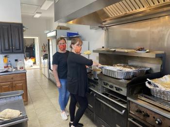 Julie Roberts and Katie Cray help keep the kitchen running. JOSEPH CHARPENTIER/Boothbay Register