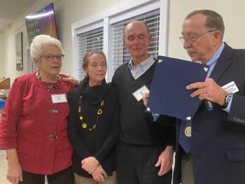 Chris Goodwin receives recognition for his service. Jim Singer photo