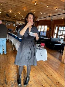 Celebrity judge Keirston Andrews carefully decides on the flavors! Courtesy of Jen Mitchell