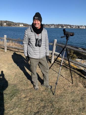 Olivier Langrand is one of hundreds of birders who have traveled hundreds and sometimes thousands of miles to the Boothbay region to see the rare Steller’s sea eagle. Langrand is a French national but lives in Reston, Virginia working as a conservationist. BILL PEARSON/Boothbay Register