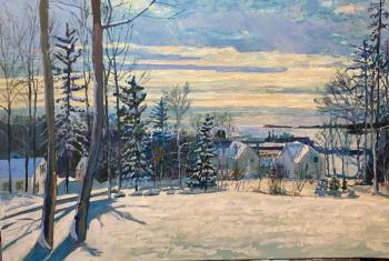 “Fresh Snow” is Mark Coates’ most recent work, an oil on 24” x 36” canvas. Courtesy of the artist Mark Coates