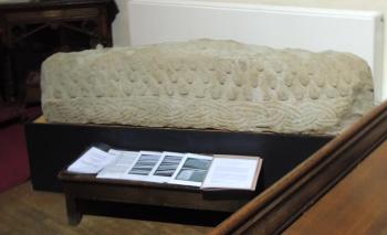10th century Anglo-Scandinavian Hogback Sculpture from St. Bridget’s Church, West Kirby, Merseyside, England. Danica Ramsey-Brimberg photo