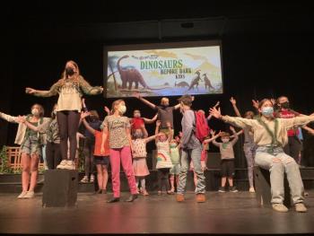 A scene being rehearsed from “Dinosaurs After Dark Kids.” Emily Mirabile photo