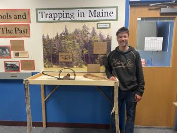 Rodi Mayne poses with his exhibit. JOSEPH CHARPENTIER/Boothbay Register