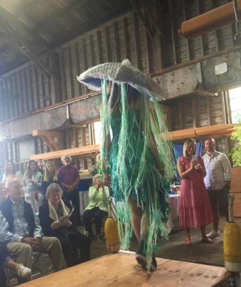 Back view of “Jellyfish Girl” worn by Natalie Mayotte, designed by Oxana Tarlow. LISA KRISTOFF/Boothbay Register