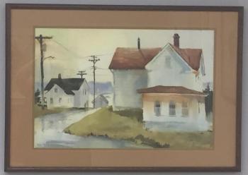East Boothbay after a rain. Watercolor by Carol Jessen, loaned by Janis van Hasselt Carol Jessen