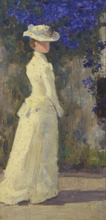 Sir George Reid - (Scottish, 1841-1913) - “Lady in White,” oil on panel. Courtesy of Wiscasset Bay Gallery Sir George Reid