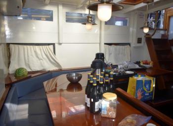 The breakfast nook in the galley. LISA KRISTOFF/Boothbay Register