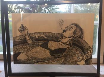 “Smoke Break” - ink on paper by Kaylor Stroot. Kaylor Stroot